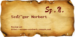 Száger Norbert névjegykártya