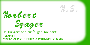 norbert szager business card